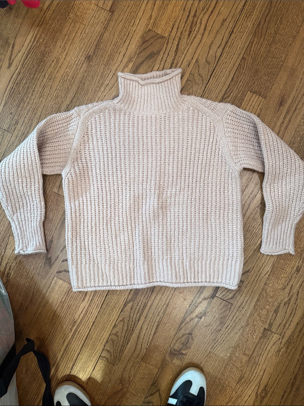 Vince Camuto Cream Ribbed Turtleneck Sweater